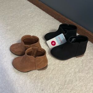 Toddler size 5 black and tan boots. 2 pairs